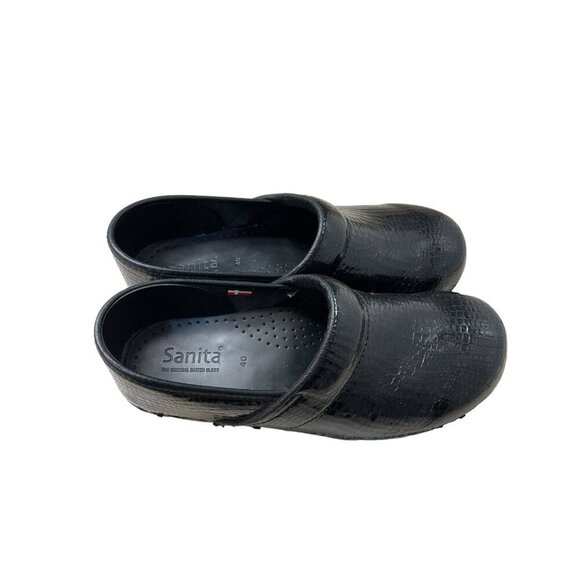 Sanita Danish Clogs Dark Green Snake Print Leather Shoes Size EU 40 US 9 /9.5 - Picture 2 of 8